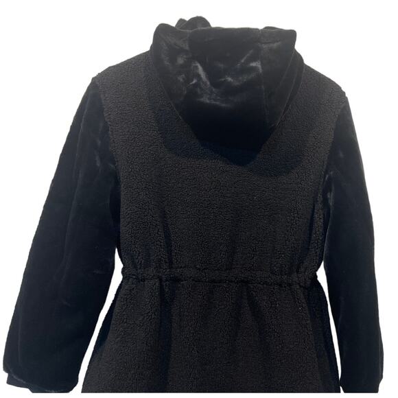 Eden Society Sherpa Faux Fur Sleeves & Hooded Jacket Black Womens Medium - Picture 6 of 12